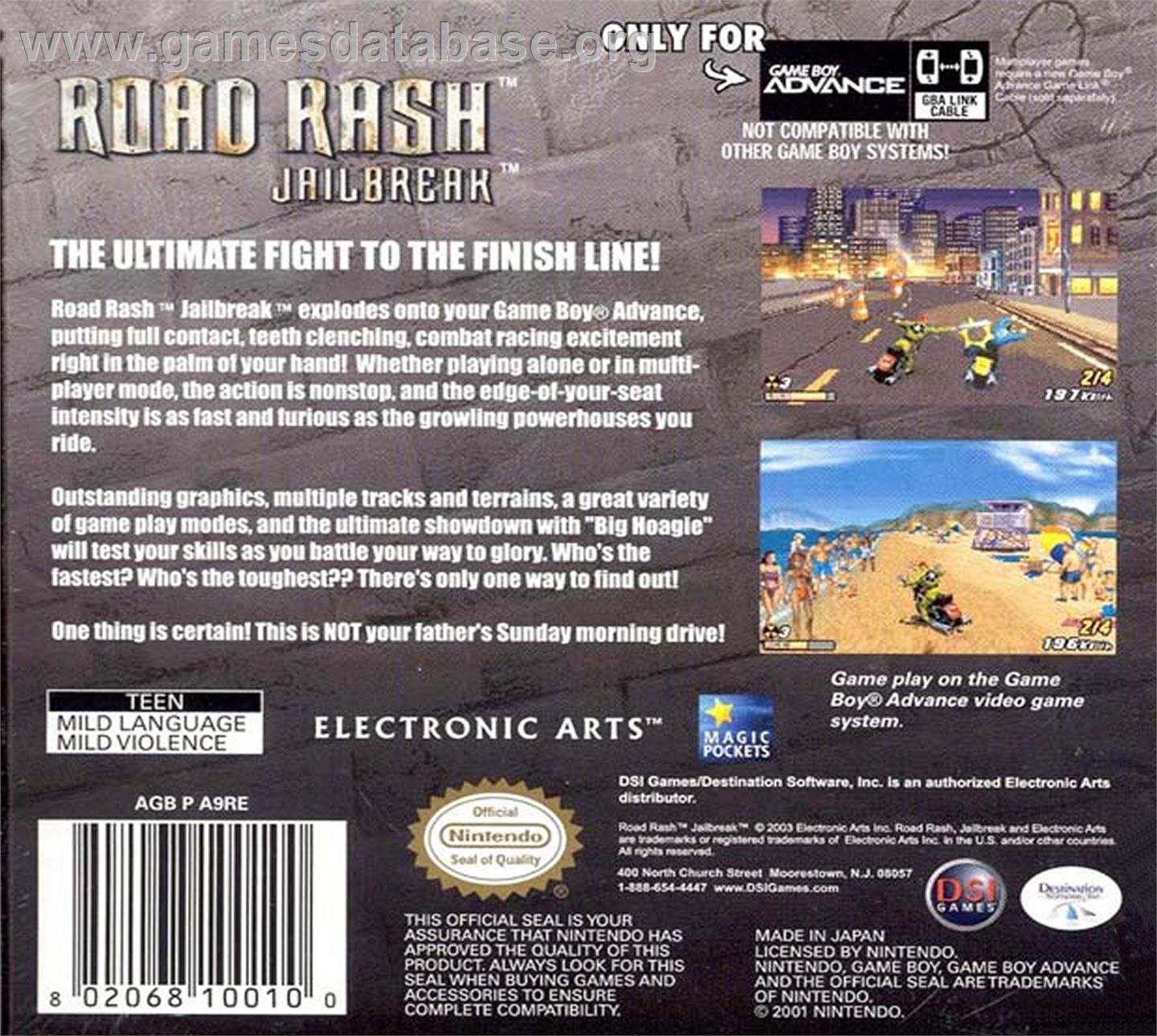 Road Rash - Jailbreak - Nintendo Game Boy Advance - Artwork - Box Back