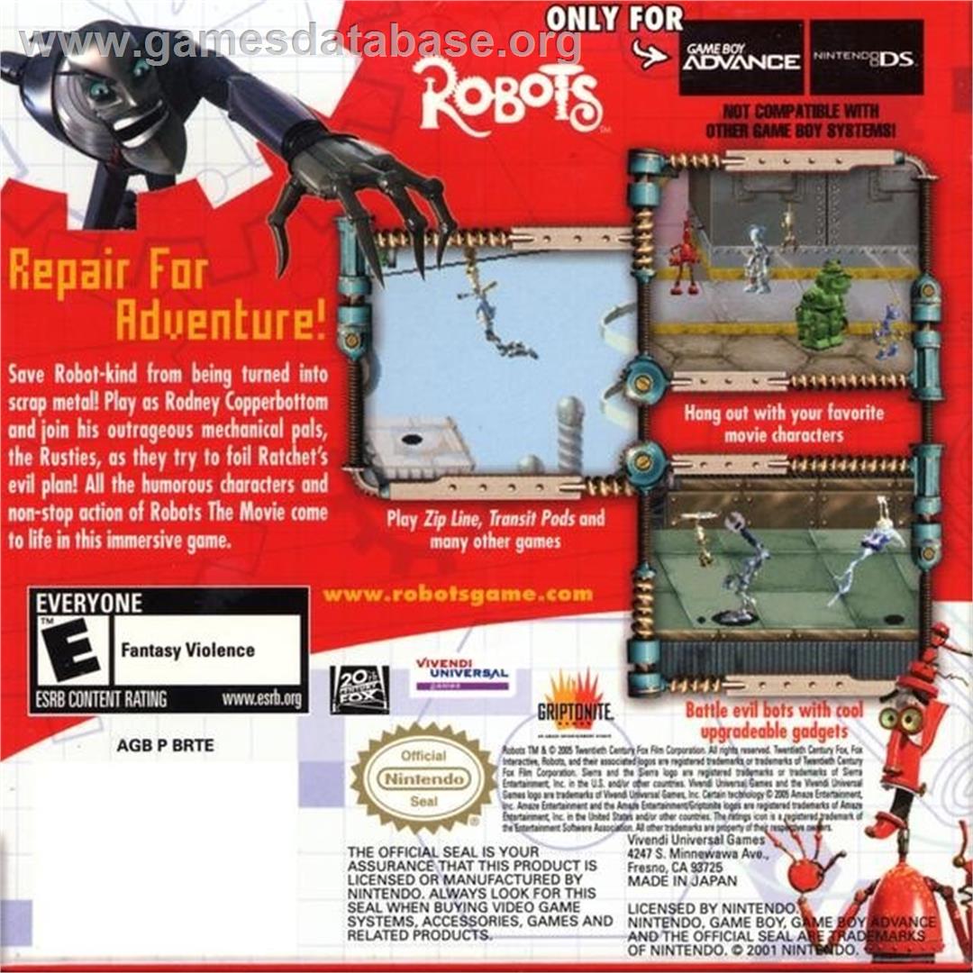 Robots - Nintendo Game Boy Advance - Artwork - Box Back