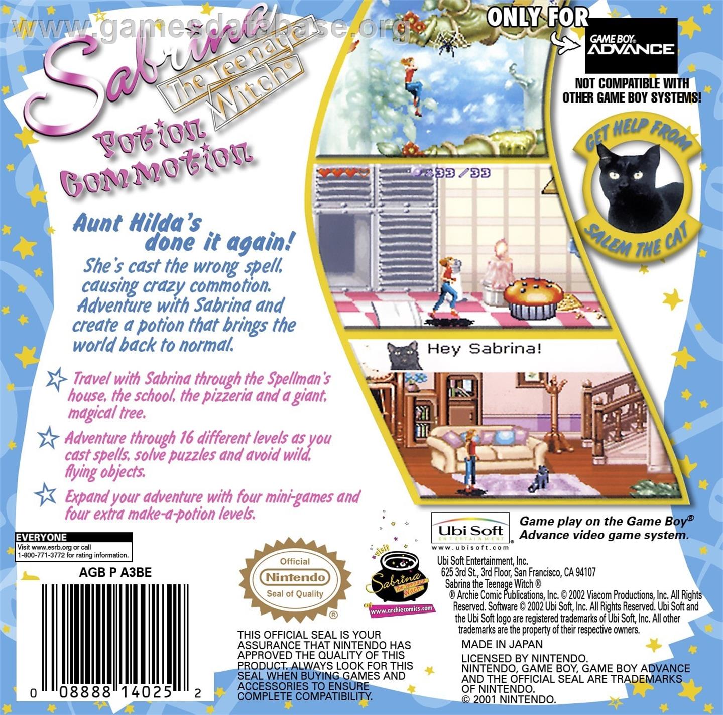 Sabrina, the Teenage Witch: Potion Commotion - Nintendo Game Boy Advance - Artwork - Box Back