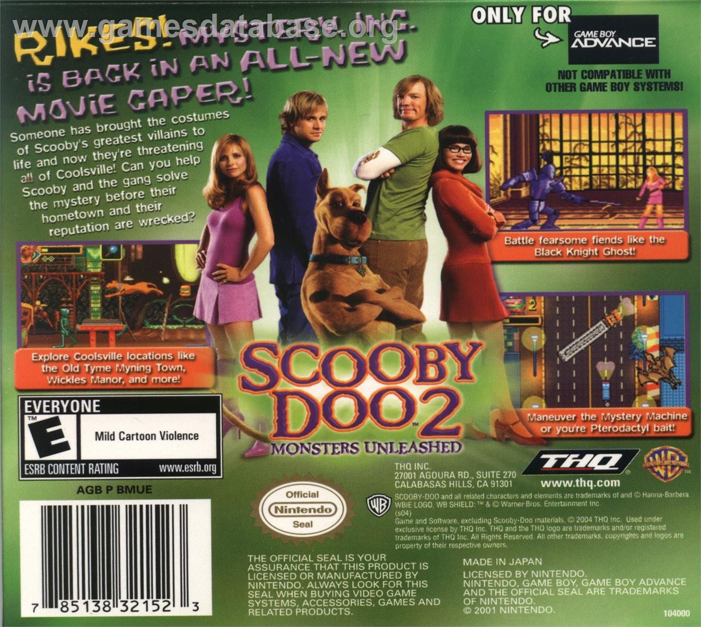 Scooby-doo 2 - Monsters Unleashed - Nintendo Game Boy Advance - Artwork - Box Back