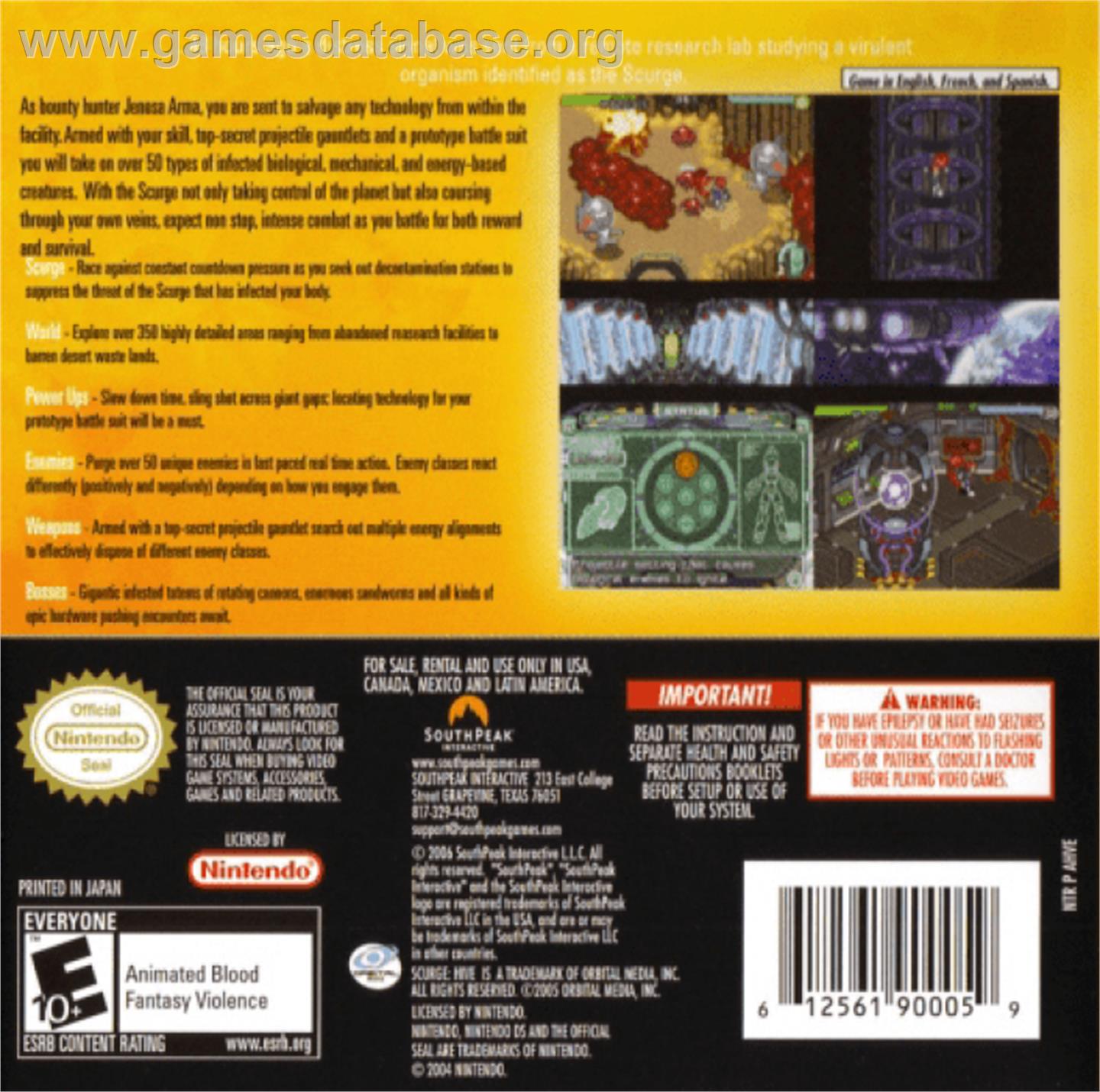Scurge: Hive - Nintendo Game Boy Advance - Artwork - Box Back