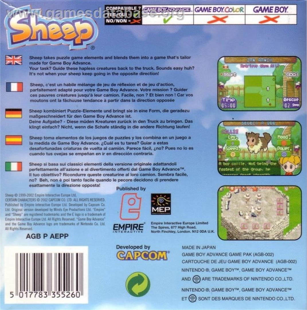 Sheep - Nintendo Game Boy Advance - Artwork - Box Back