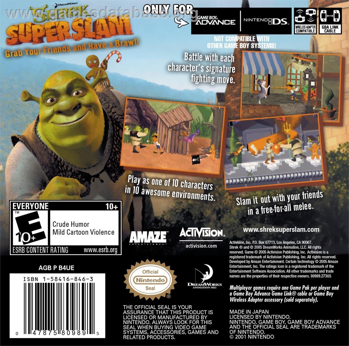 Shrek - Superslam - Nintendo Game Boy Advance - Artwork - Box Back