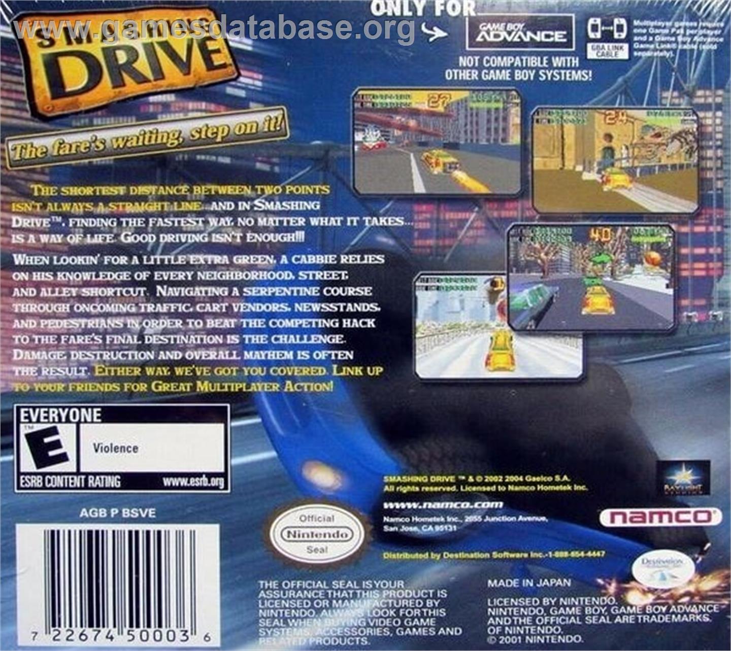 Smashing Drive - Nintendo Game Boy Advance - Artwork - Box Back