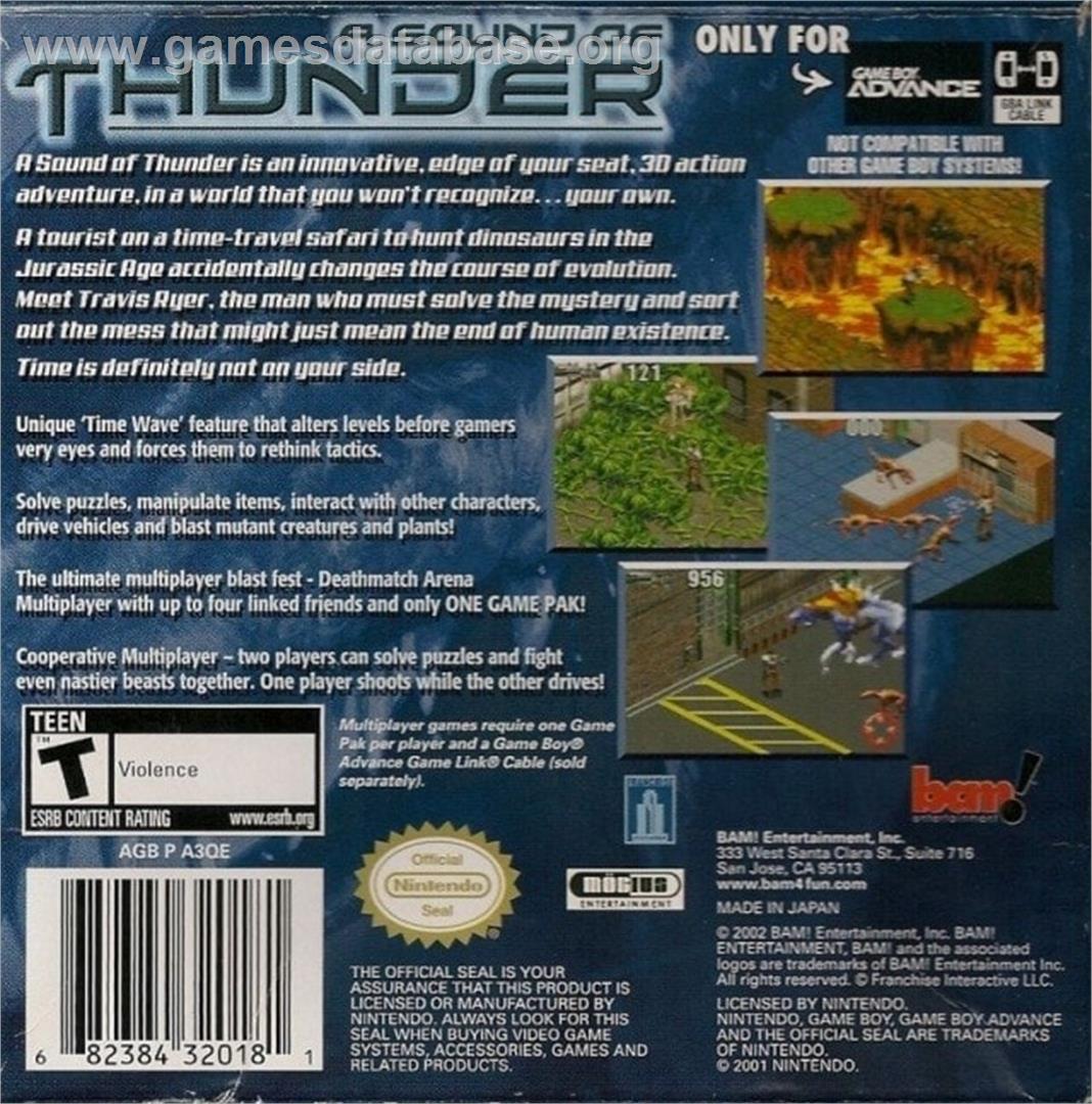 Sound Of Thunder, A - Nintendo Game Boy Advance - Artwork - Box Back