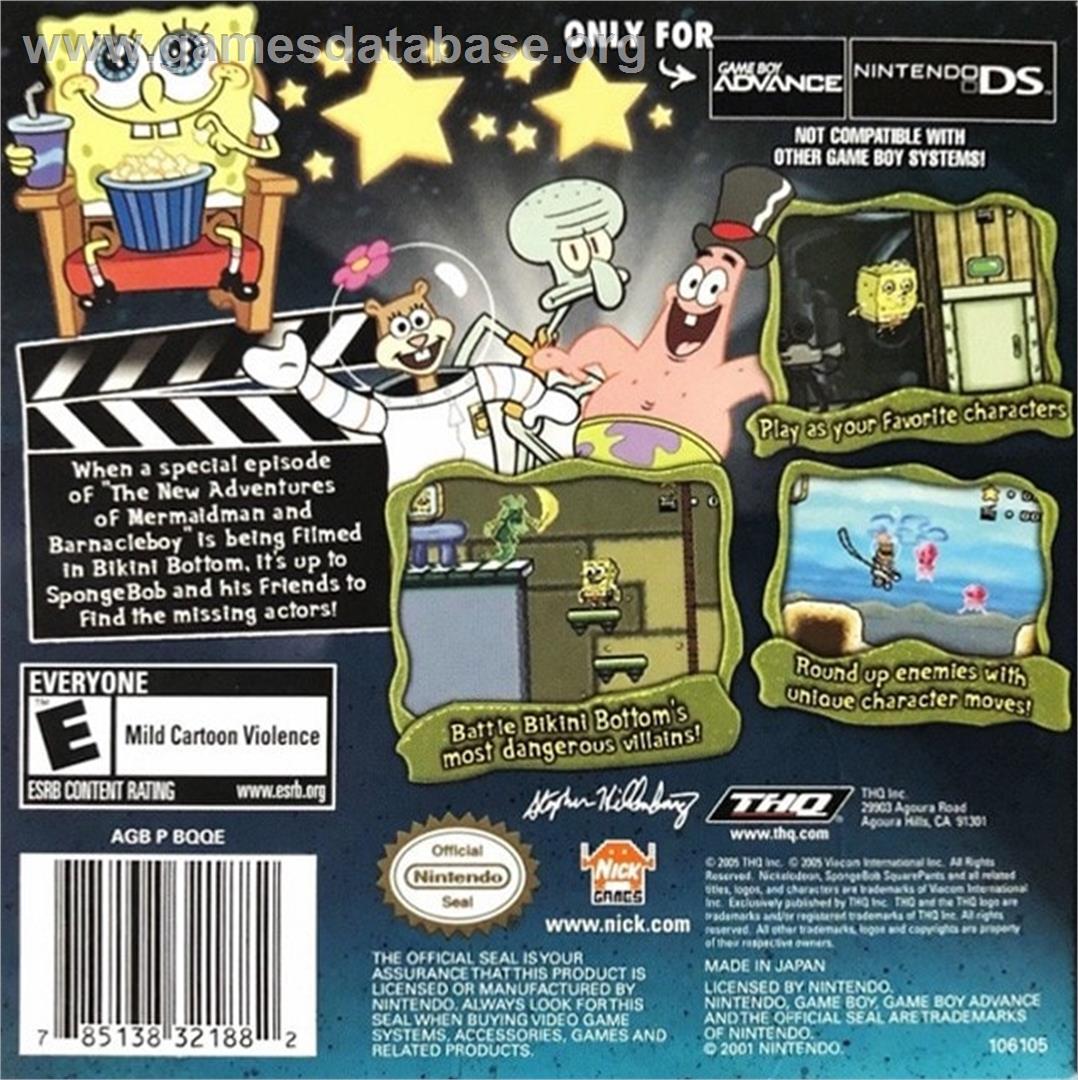 Spongebob Squarepants - Lights, Camera, Pants! - Nintendo Game Boy Advance - Artwork - Box Back