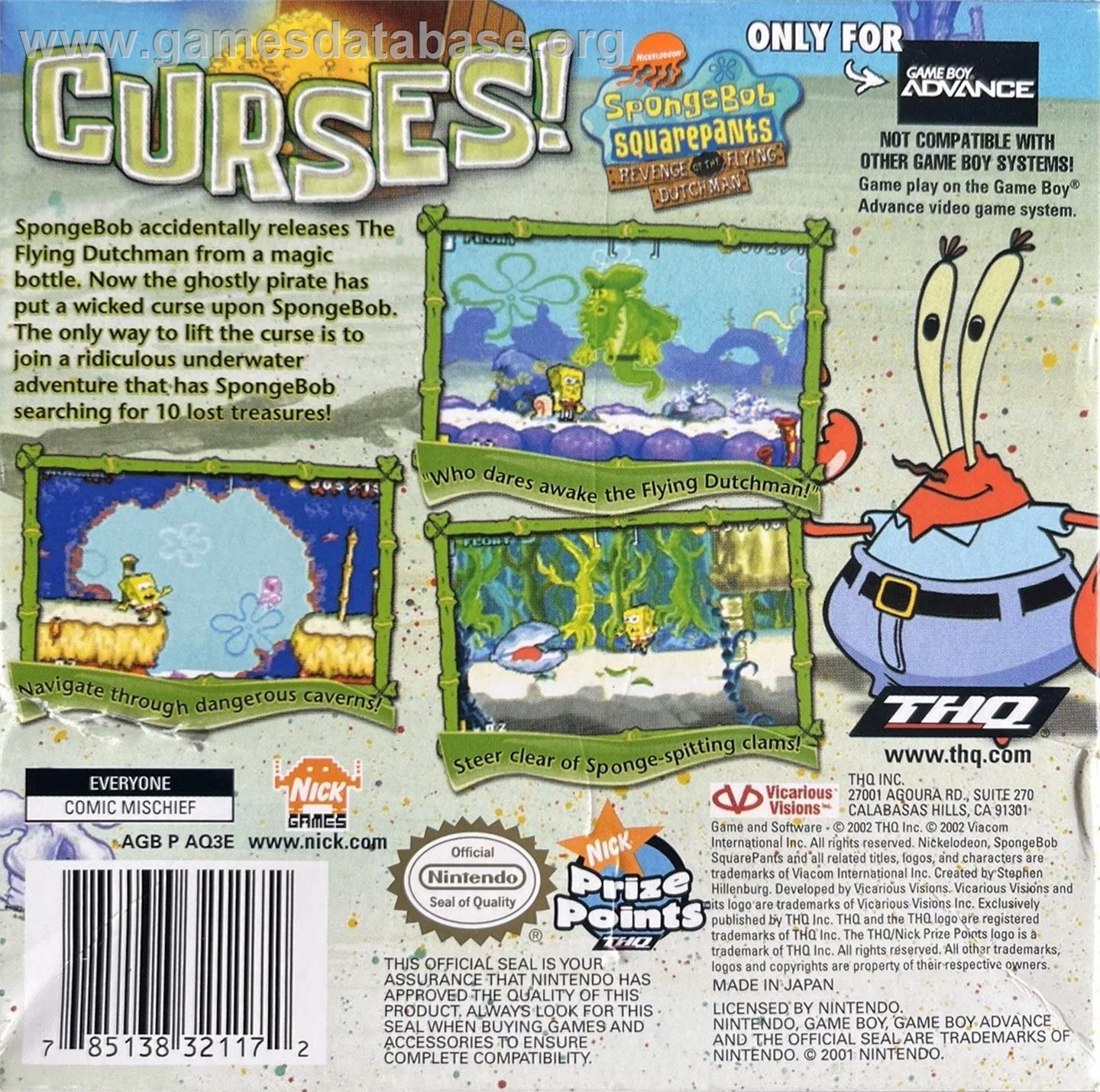 Spongebob Squarepants - Revenge Of The Flying Dutchman - Nintendo Game Boy Advance - Artwork - Box Back