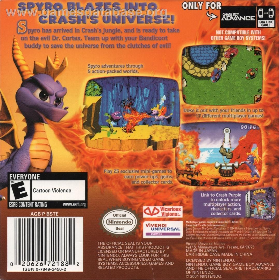 Spyro - Fusion - Nintendo Game Boy Advance - Artwork - Box Back