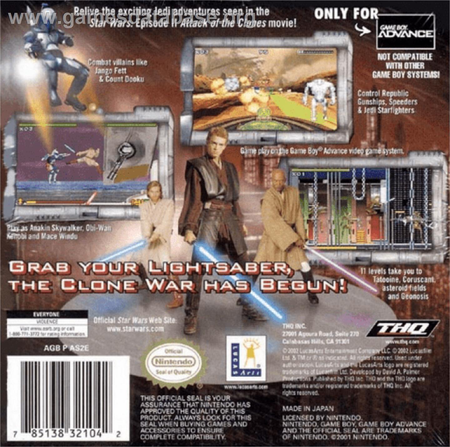 Star Wars: Episode II - Attack of the Clones - Nintendo Game Boy Advance - Artwork - Box Back