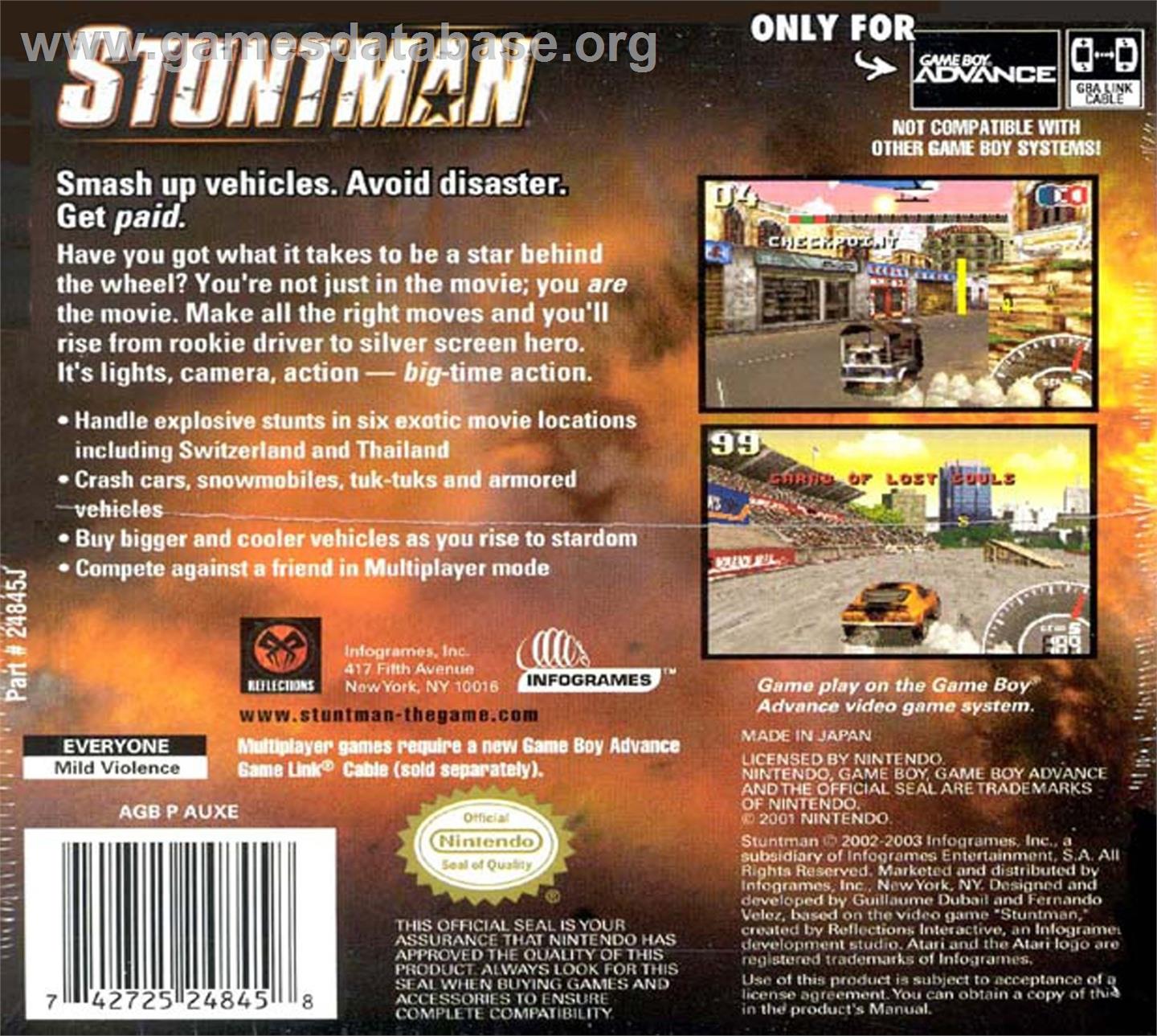 Stuntman - Nintendo Game Boy Advance - Artwork - Box Back