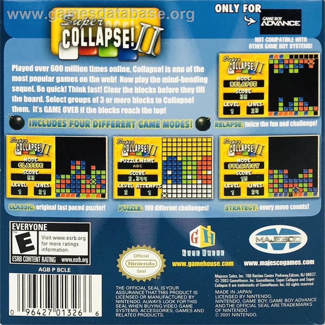 Super Collapse! 2 - Nintendo Game Boy Advance - Artwork - Box Back