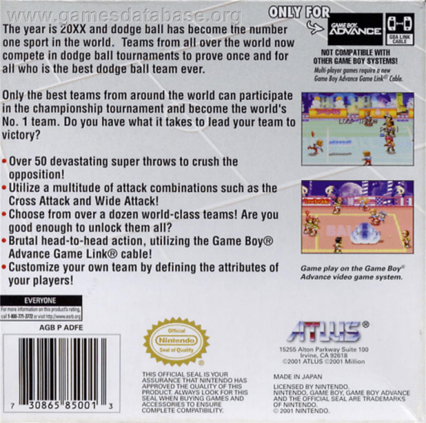 Super Dodge Ball Advance - Nintendo Game Boy Advance - Artwork - Box Back