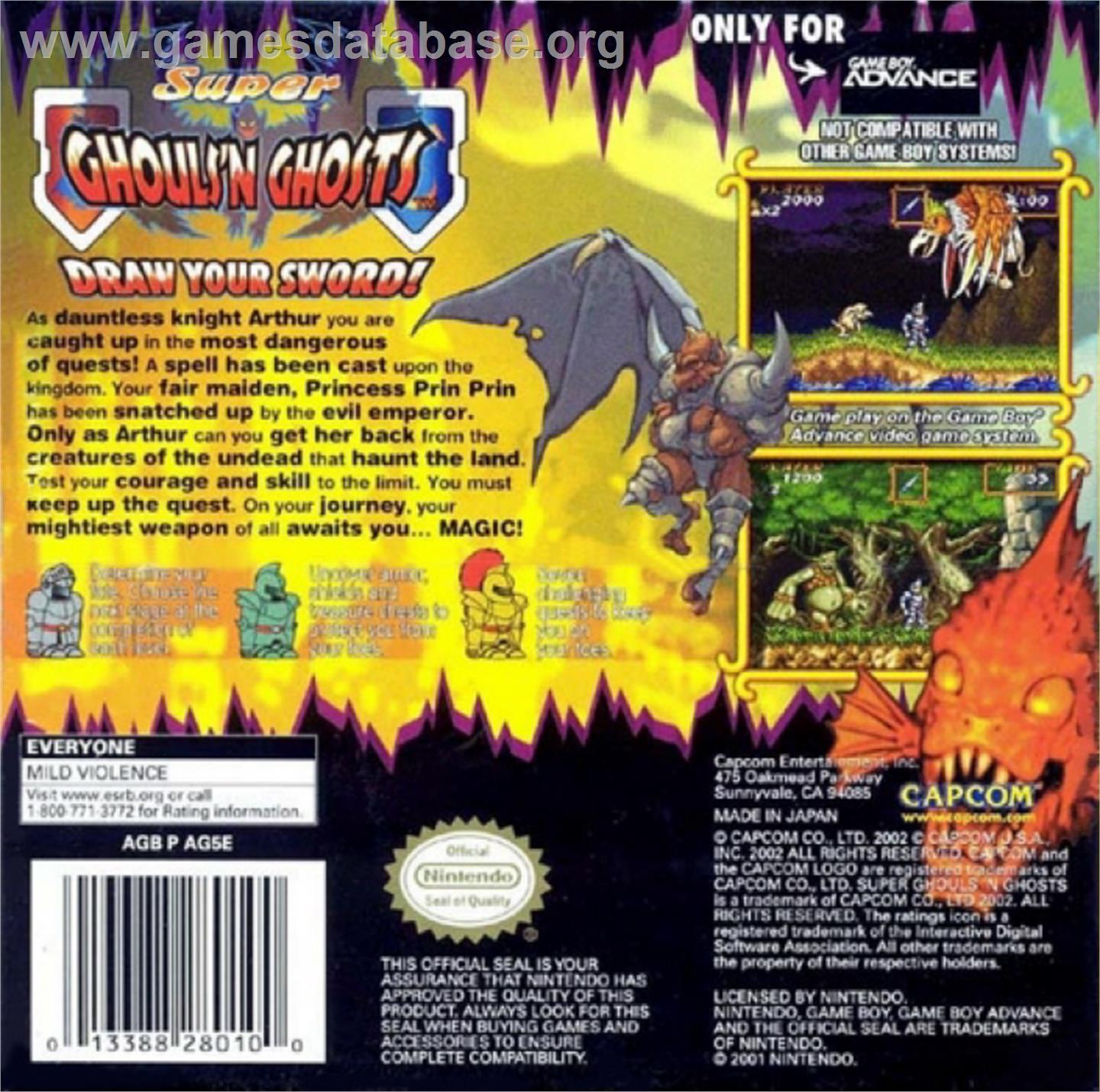Super Ghouls 'N Ghosts - Nintendo Game Boy Advance - Artwork - Box Back