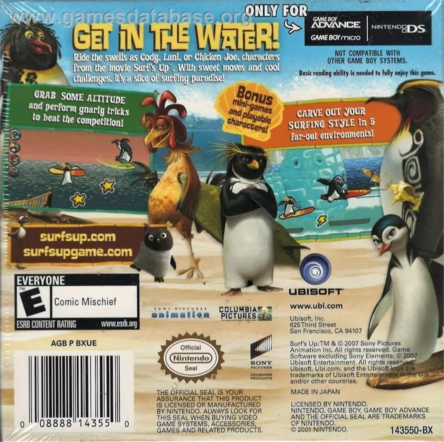 Surf's Up - Nintendo Game Boy Advance - Artwork - Box Back