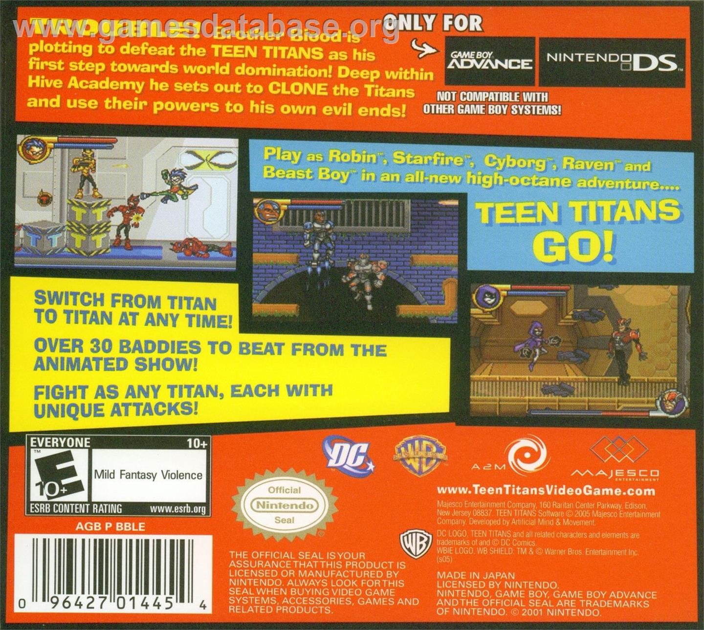 Teen Titans - Nintendo Game Boy Advance - Artwork - Box Back