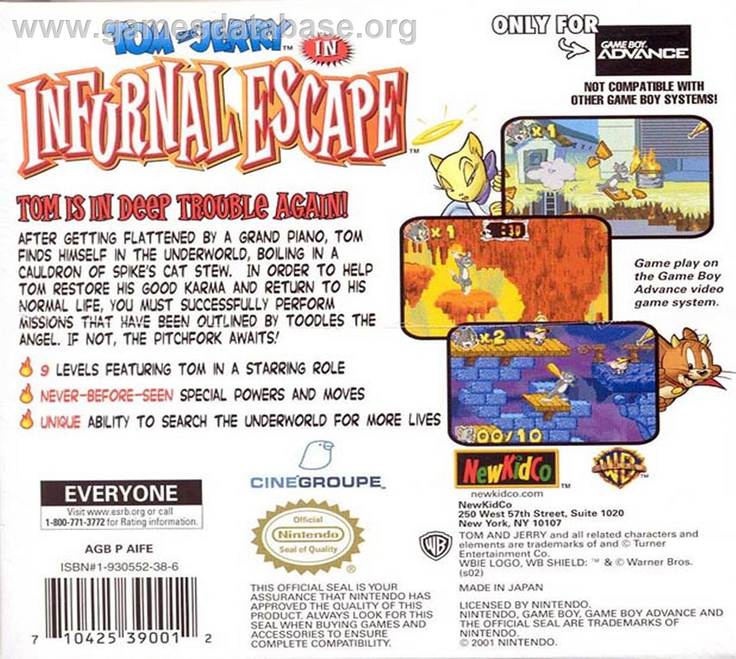 Tom And Jerry In Infurnal Escape - Nintendo Game Boy Advance - Artwork - Box Back