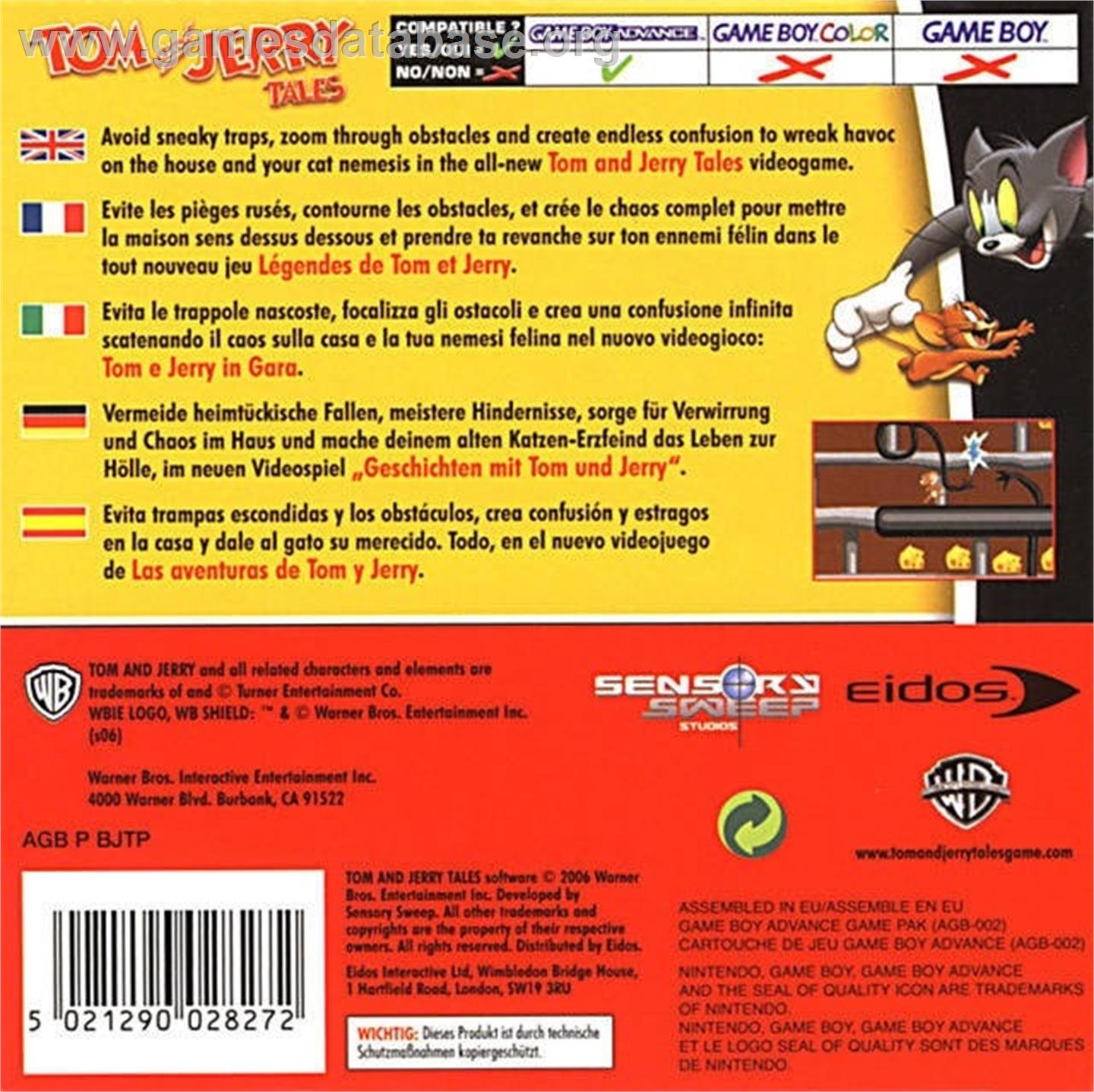 Tom And Jerry Tales - Nintendo Game Boy Advance - Artwork - Box Back