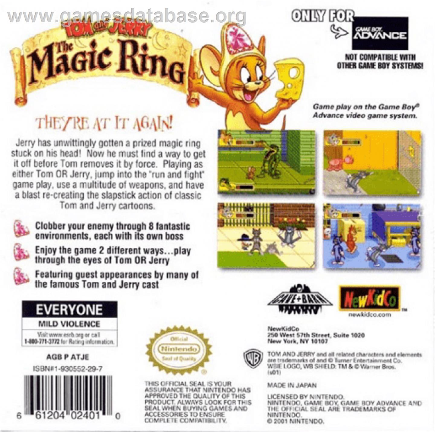 Tom and Jerry: The Magic Ring - Nintendo Game Boy Advance - Artwork - Box Back