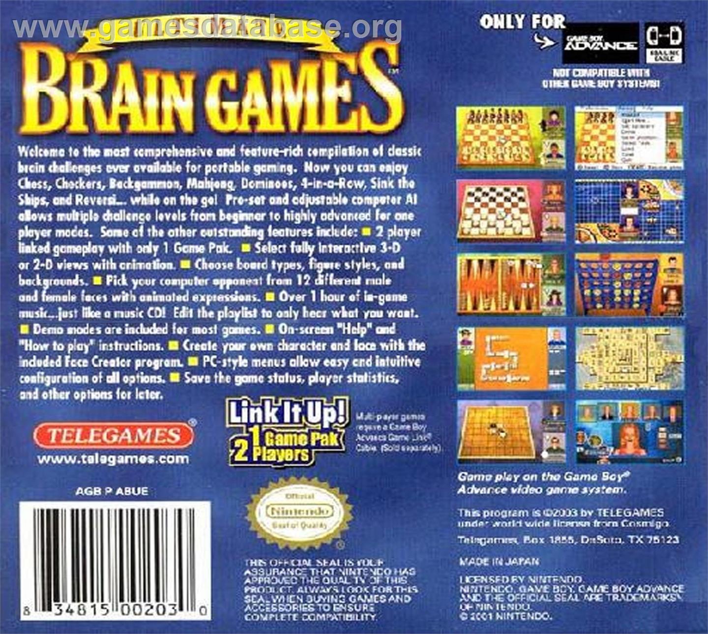 Ultimate Brain Games - Nintendo Game Boy Advance - Artwork - Box Back