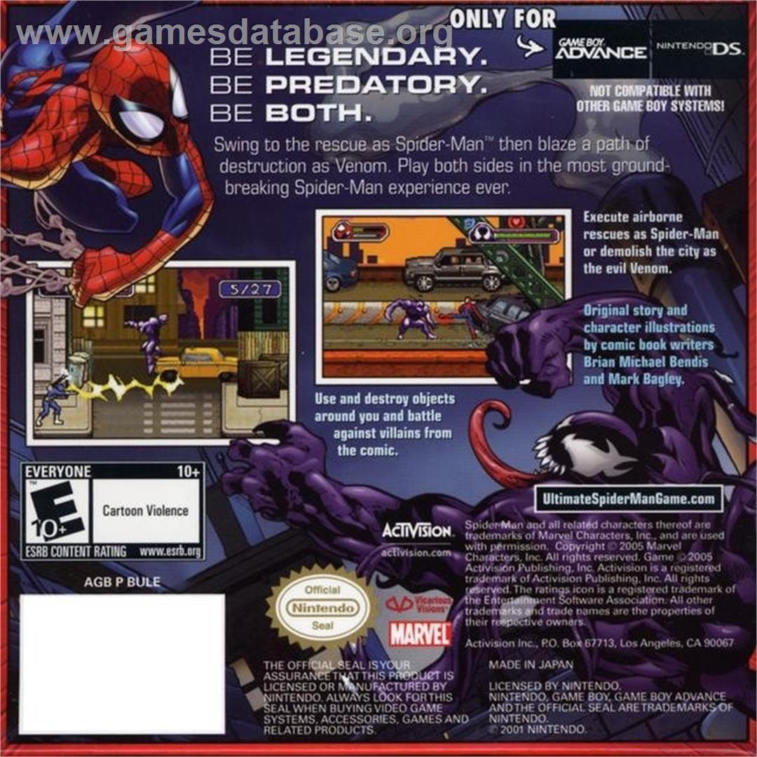 Ultimate Spider-man - Nintendo Game Boy Advance - Artwork - Box Back