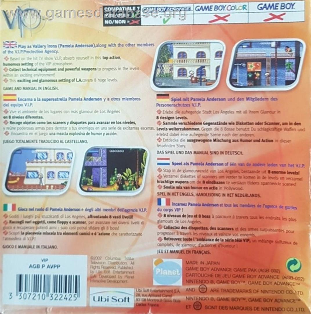 Vip - Nintendo Game Boy Advance - Artwork - Box Back