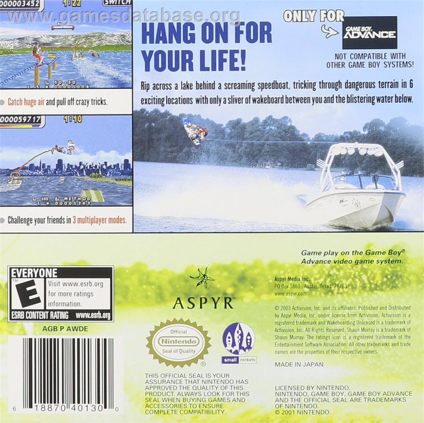 Wakeboarding Unleashed featuring Shaun Murray - Nintendo Game Boy Advance - Artwork - Box Back