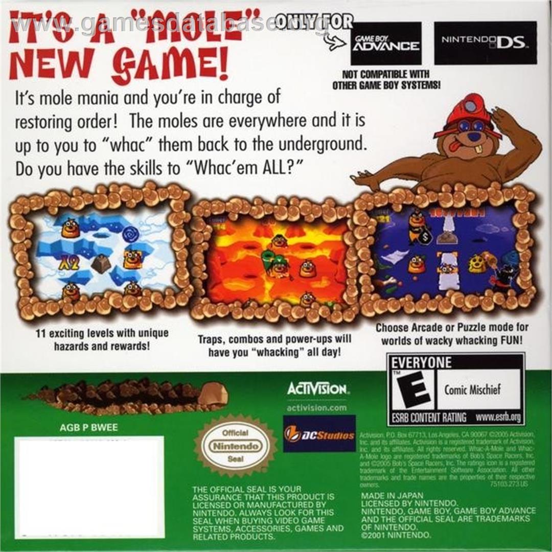 Whac-a-mole - Nintendo Game Boy Advance - Artwork - Box Back