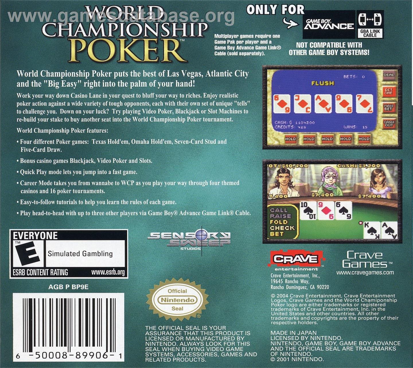World Championship Poker - Nintendo Game Boy Advance - Artwork - Box Back