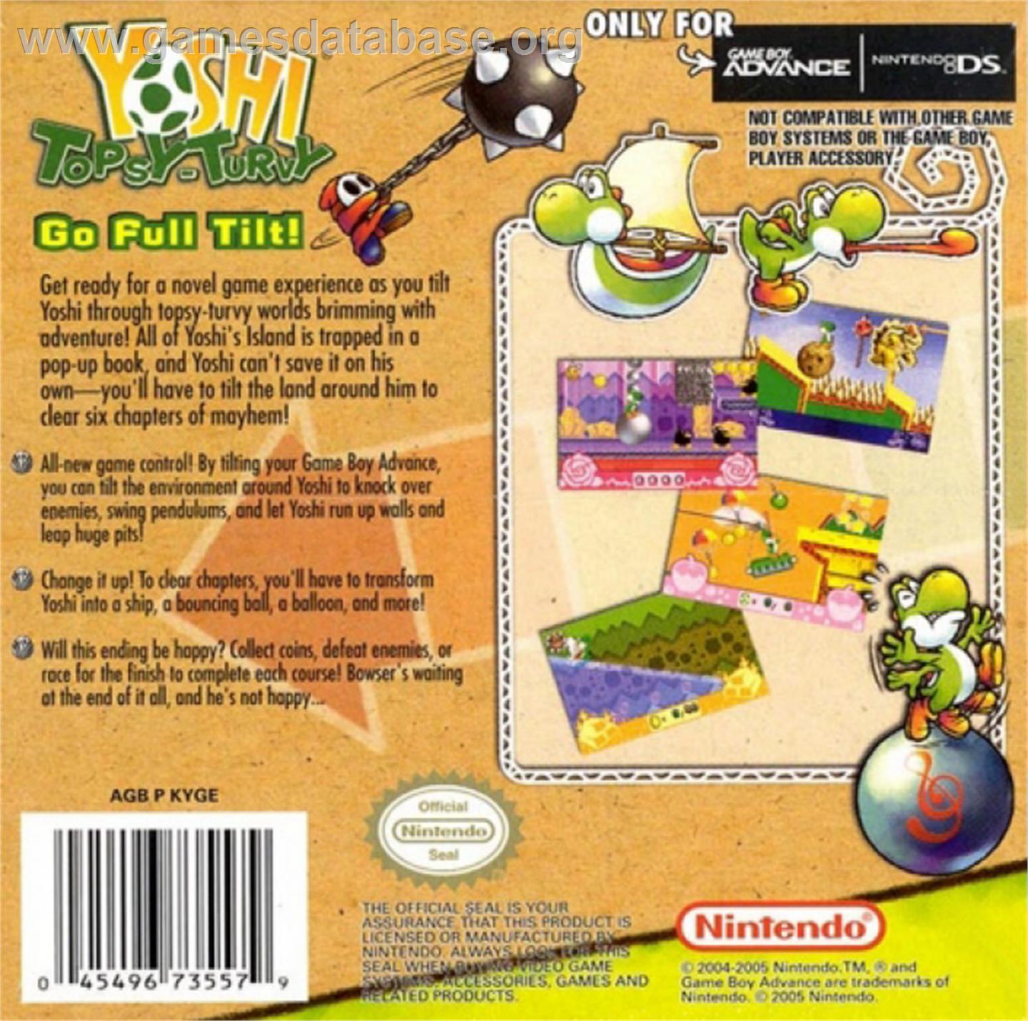Yoshi Topsy-Turvy - Nintendo Game Boy Advance - Artwork - Box Back