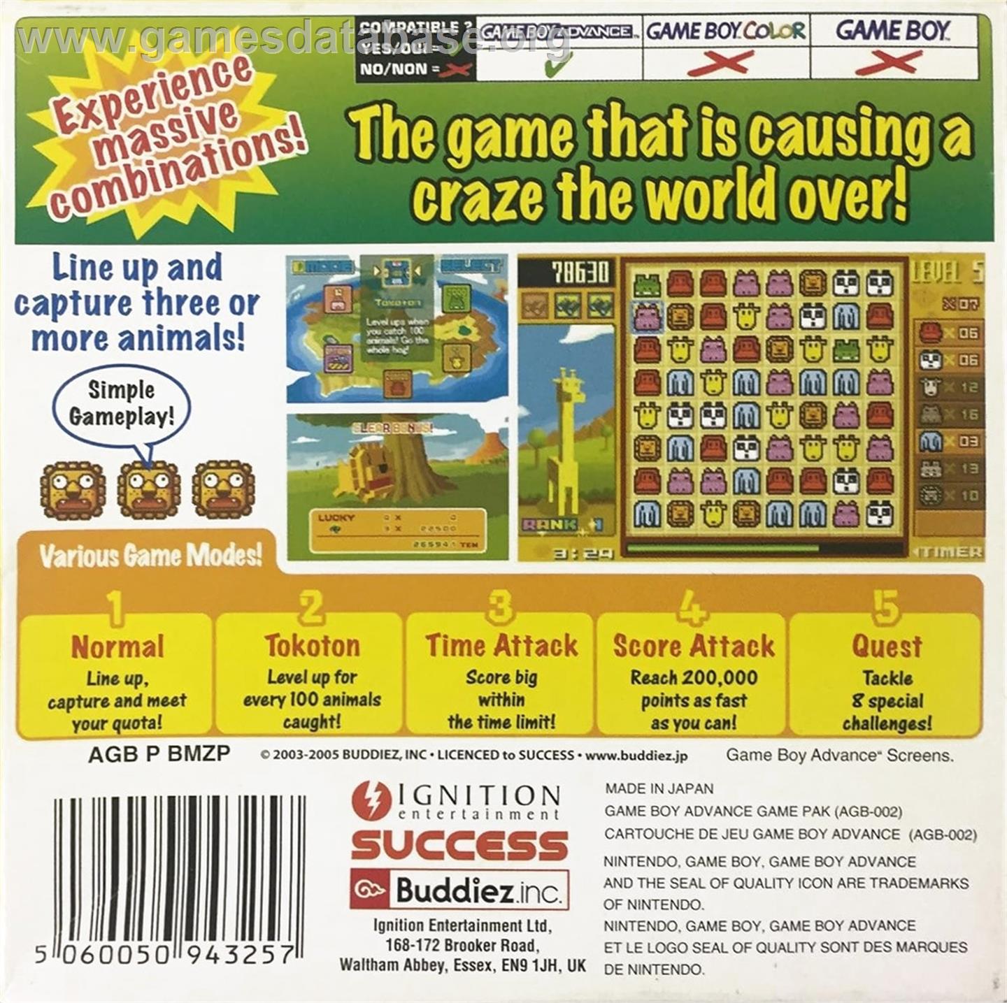 Zooo - Action Puzzle Game - Nintendo Game Boy Advance - Artwork - Box Back