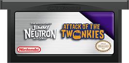 Cartridge artwork for Adventures of Jimmy Neutron: Boy Genius - Attack of the Twonkies on the Nintendo Game Boy Advance.