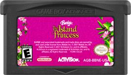 Cartridge artwork for Barbie as The Island Princess on the Nintendo Game Boy Advance.