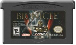 Cartridge artwork for Bionicle: Matoran Adventures on the Nintendo Game Boy Advance.