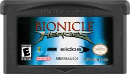 Cartridge artwork for Bionicle Heroes on the Nintendo Game Boy Advance.