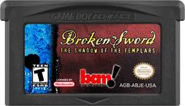 Cartridge artwork for Broken Sword - The Shadow of the Templars on the Nintendo Game Boy Advance.