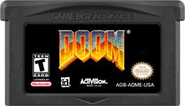 Cartridge artwork for Doom on the Nintendo Game Boy Advance.
