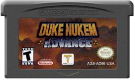 Cartridge artwork for Duke Nukem Advance on the Nintendo Game Boy Advance.