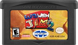 Cartridge artwork for Earthworm Jim 2 on the Nintendo Game Boy Advance.