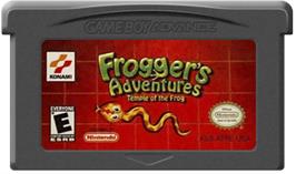Cartridge artwork for Frogger's Adventures: Temple of the Frog on the Nintendo Game Boy Advance.