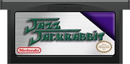Cartridge artwork for Jazz Jackrabbit on the Nintendo Game Boy Advance.