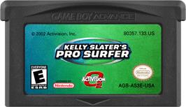 Cartridge artwork for Kelly Slater's Pro Surfer on the Nintendo Game Boy Advance.