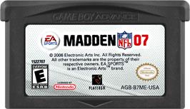 Cartridge artwork for Madden Nfl 07 on the Nintendo Game Boy Advance.