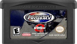 Cartridge artwork for Mat Hoffman's Pro Bmx on the Nintendo Game Boy Advance.