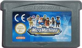 Cartridge artwork for Micro Machines on the Nintendo Game Boy Advance.