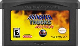 Cartridge artwork for Monster Trucks Mayhem on the Nintendo Game Boy Advance.
