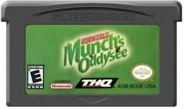 Cartridge artwork for Oddworld: Munch's Oddysee on the Nintendo Game Boy Advance.