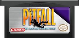 Cartridge artwork for Pitfall: The Mayan Adventure on the Nintendo Game Boy Advance.