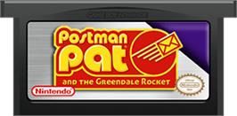 Cartridge artwork for Postman Pat and the Greendale Rocket on the Nintendo Game Boy Advance.