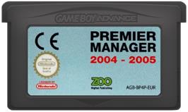 Cartridge artwork for Premier Manager 2004-2005 on the Nintendo Game Boy Advance.