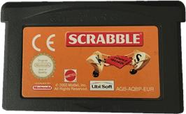 Cartridge artwork for Scrabble on the Nintendo Game Boy Advance.